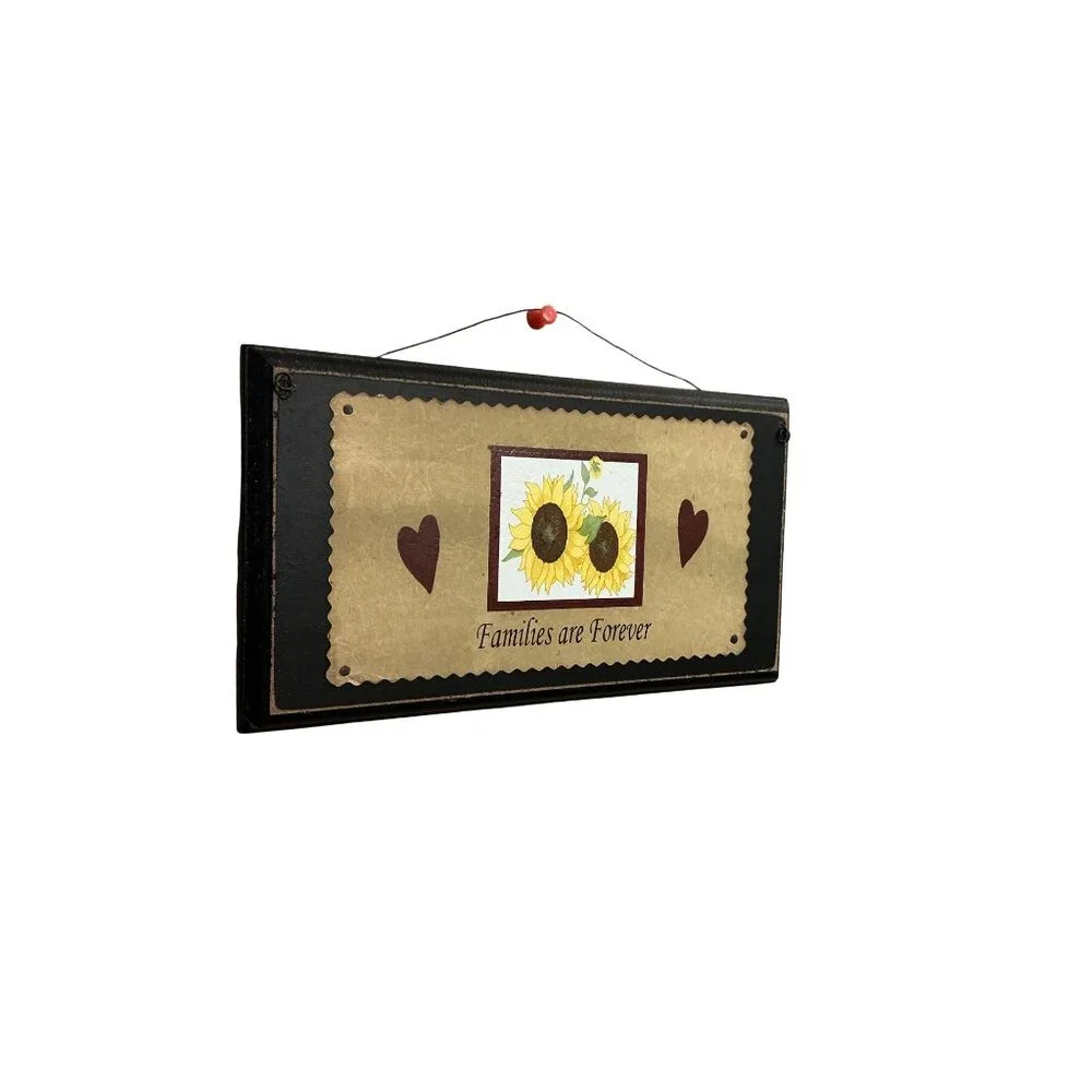 Rustic Hanging Wooden Plaque Sunflower & Heart Design 